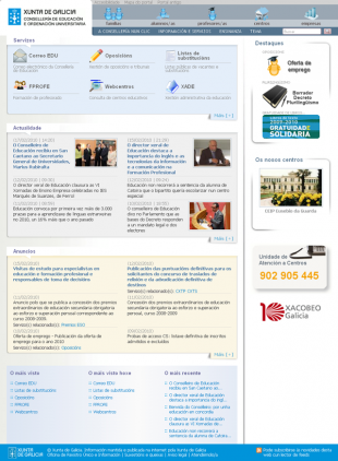 Nova web da Consellaría de Educación (clique para ampliar)