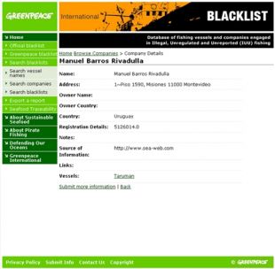 Manuel Barros Rivadulla, na lista negra IUU de Greenpeace