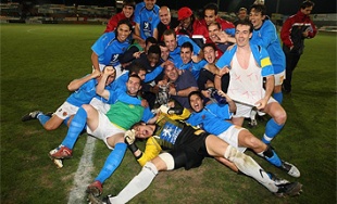 O Ourense, após gañar a Copa Federación. Enfróntase ao Pontevedra